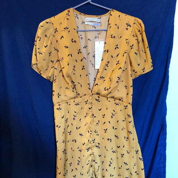 NWT Urban Outfitters Silky Floral Button Dress - Picture 1 of 5